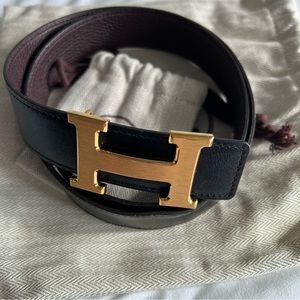 Hermès 32mm Reversible H Logo Belt Kit Brown x Black x Gold (price is firm)